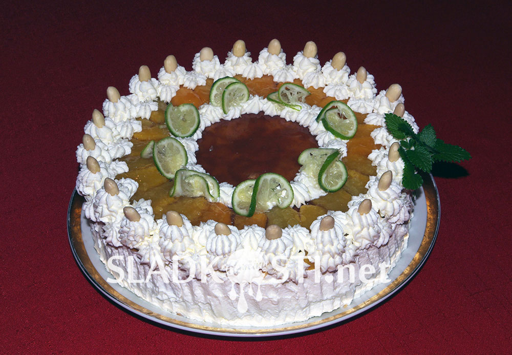 Dort Mascarpone s broskvemi a želé