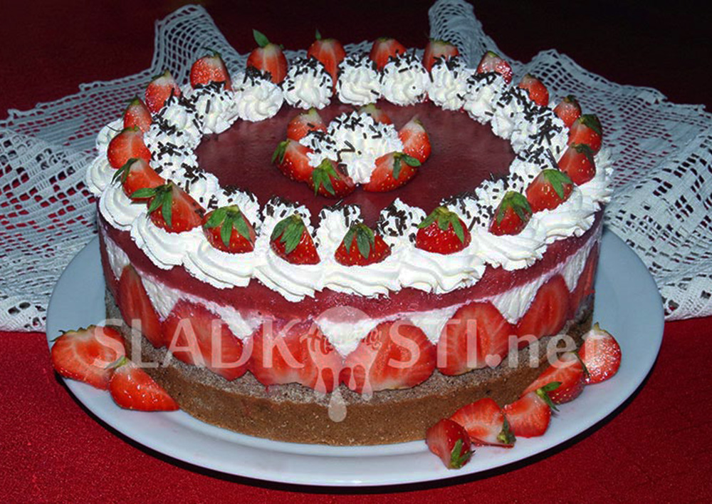 Kakaový dort s Mascarpone a jahodovým želé