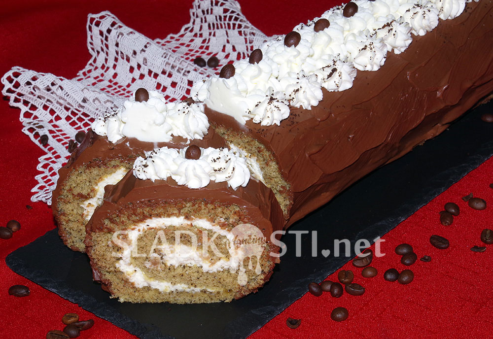 Kávová roláda s ganache polevou