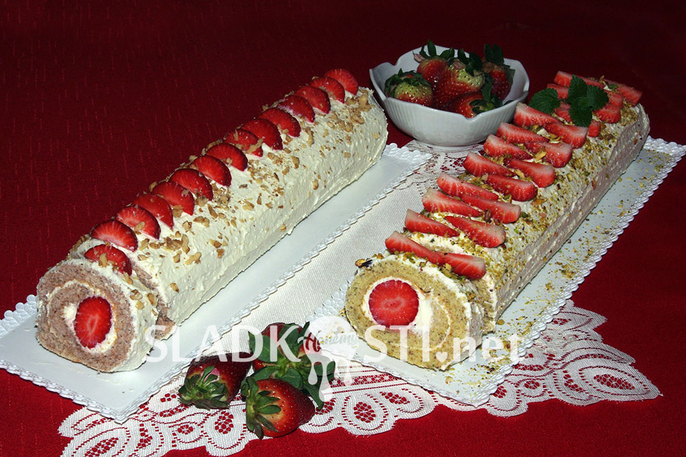 Rolády s tvarohem a jahodami